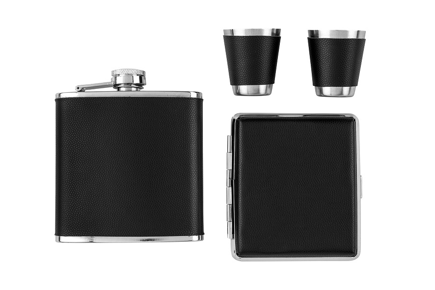 Leather Flask Set